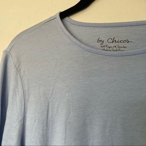 Chico’s Light Blue Long Sleeve Scoop Neck Tee Shirt - Picture 3 of 5